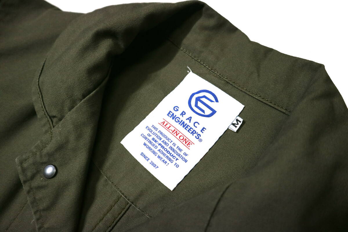 かなり良好！◆GRACE ENGINEER'S GE-130 綿100地 つなぎ◆やや細身Mサイズ（身長171センチまで）春秋、初冬_画像8