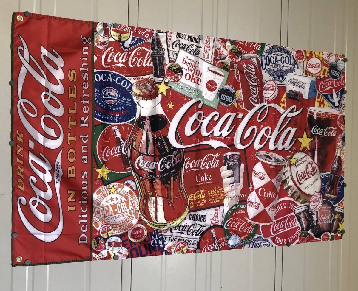 ★店內(nèi)裝飾仕様★CC52 コカコーラ フラッグ クラシック レトロ 旗 ポスター ブリキ看板 コーラ ポスター USA雑貨 アメリカン雑貨 輸入雑貨