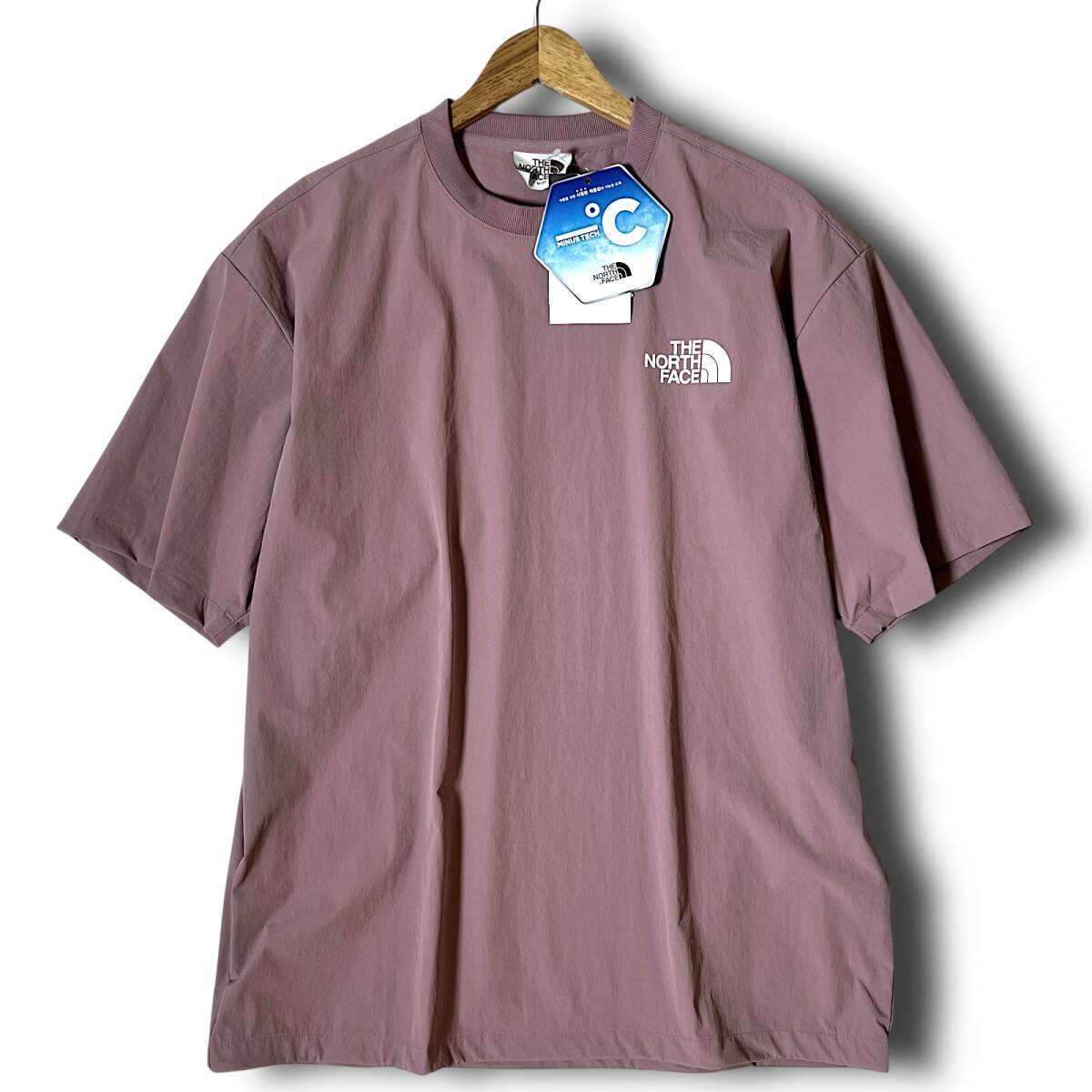 新品 THE NORTH FACE ノースフェイス ICERUNS/SR/TEEA テック系素材 吸汗速干 接觸冷感 バックプリント 半袖 Tシャツ M 赤灰 春夏 B8238