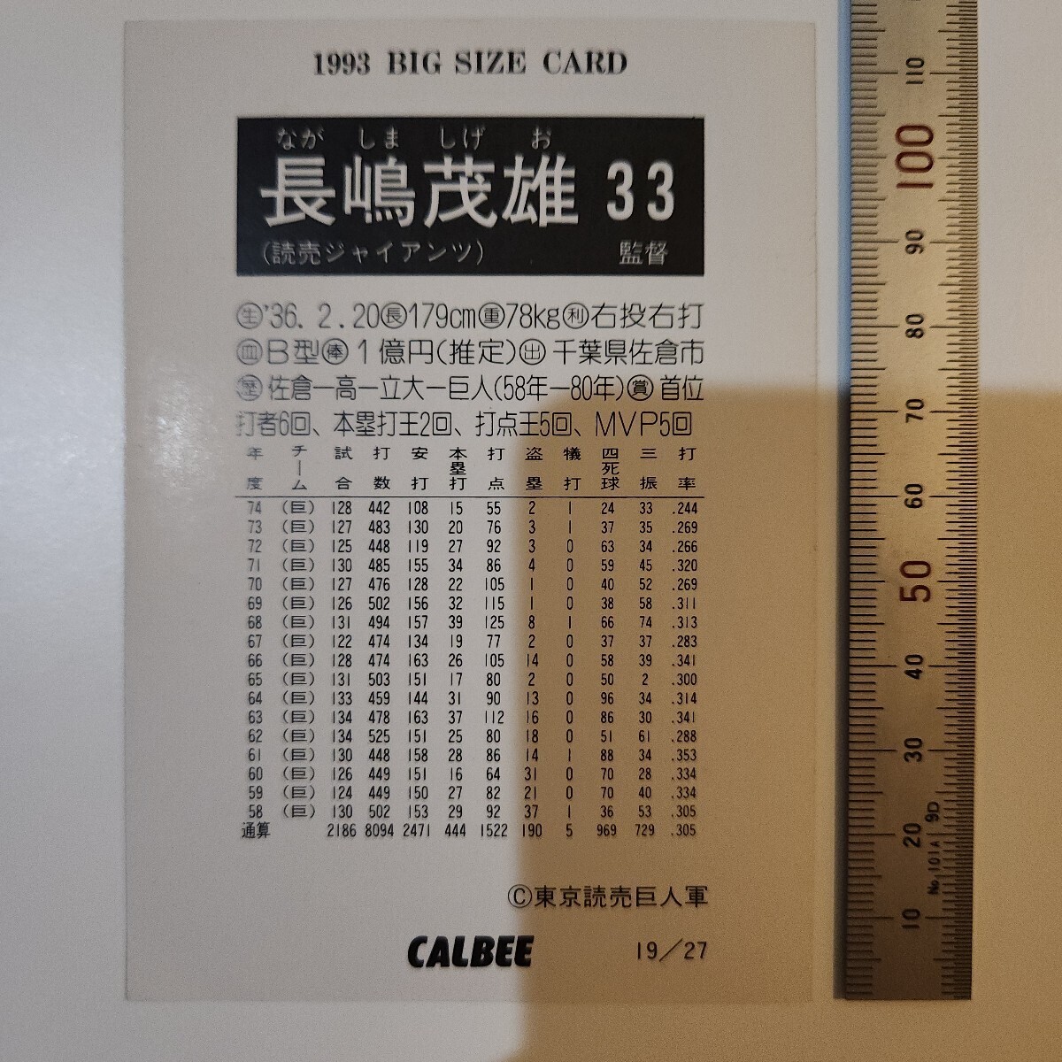  Nagashima Shigeo san 1993 год Calbee большой размер карта 1 листов .BBM карта большое количество Yomiuri Giants 