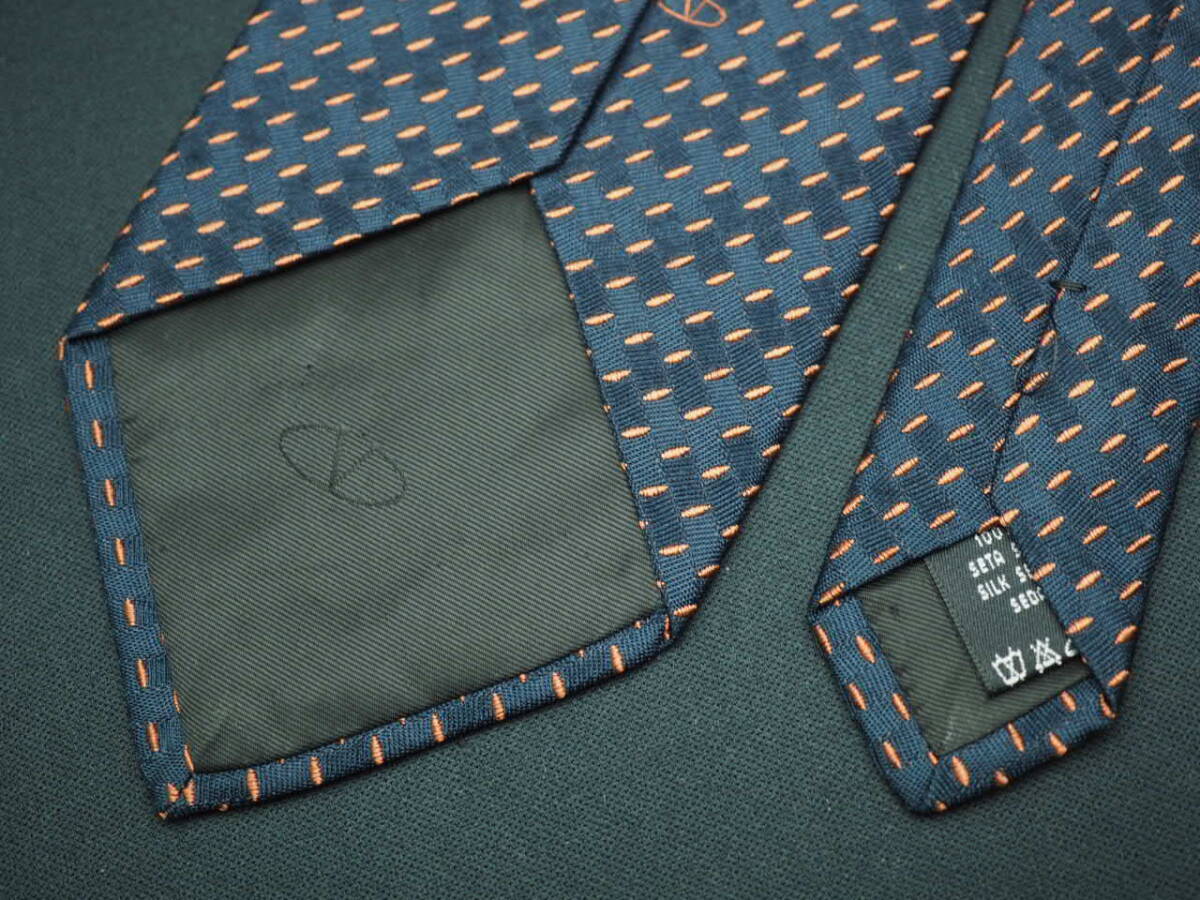  прекрасный товар [VALENTINO Valentino ] F1685 темно-синий orange серия SILK бренд галстук б/у одежда хорошая вещь 