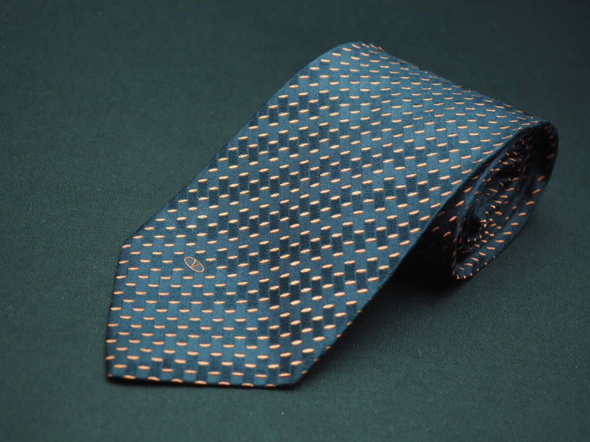  прекрасный товар [VALENTINO Valentino ] F1685 темно-синий orange серия SILK бренд галстук б/у одежда хорошая вещь 