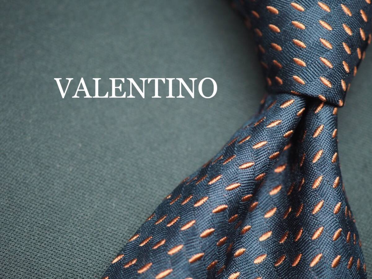  прекрасный товар [VALENTINO Valentino ] F1685 темно-синий orange серия SILK бренд галстук б/у одежда хорошая вещь 