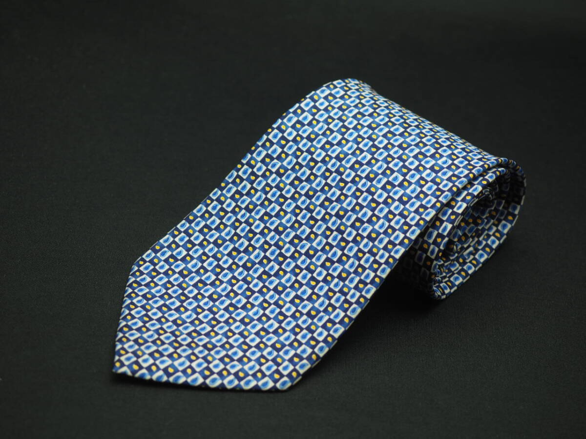 美品【dunhill ダンヒル】 F1728 ネイビー系 SILK ブランド ネクタイ 古着 良品_画像2
