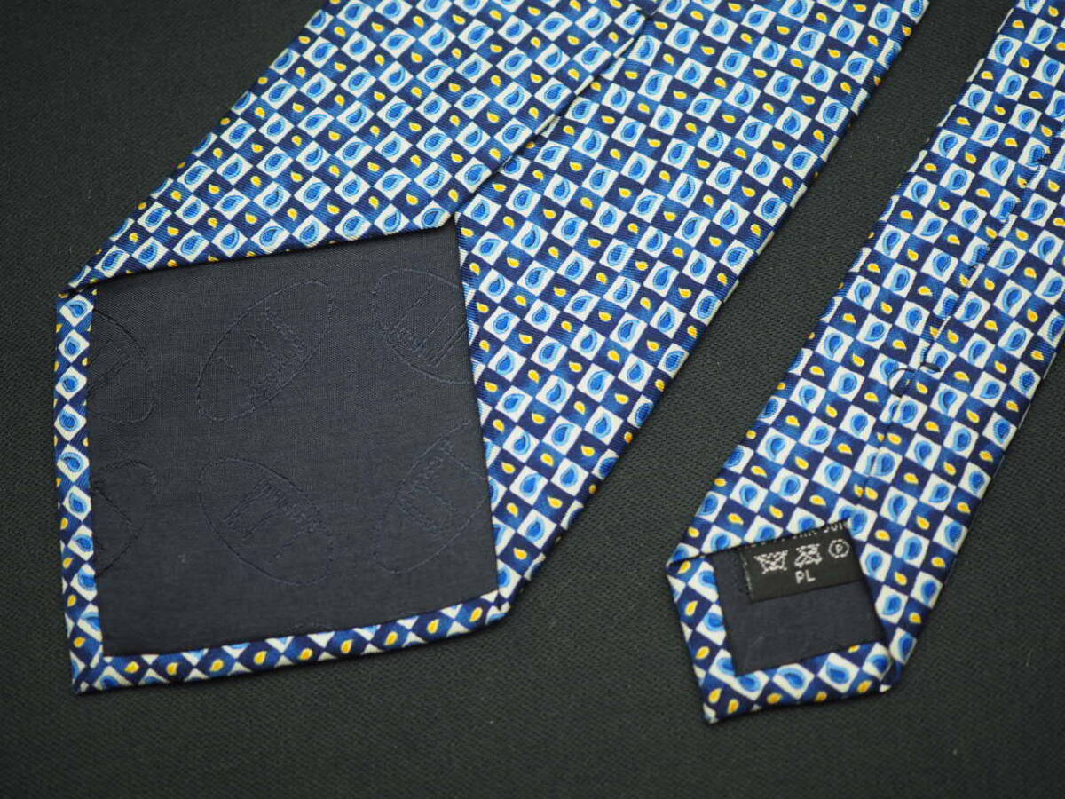 美品【dunhill ダンヒル】 F1728 ネイビー系 SILK ブランド ネクタイ 古着 良品_画像5