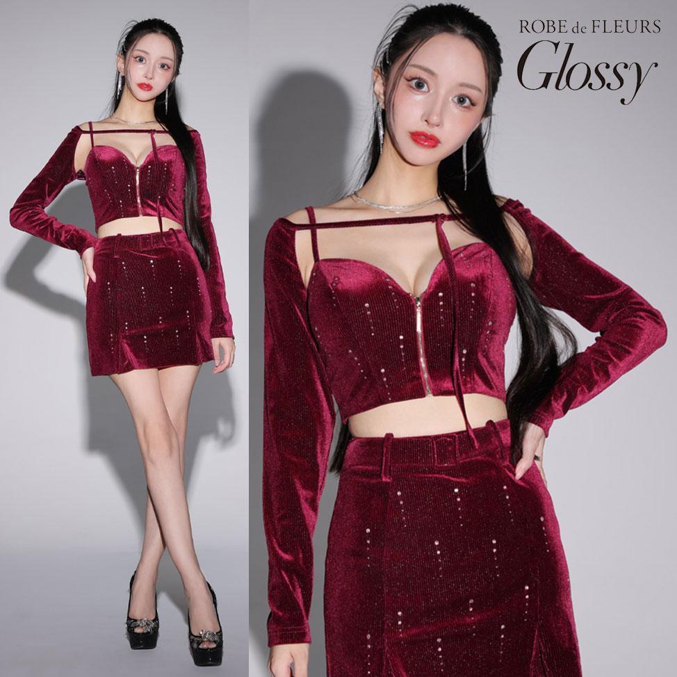 ROBE de FLEURS Glossy セットアップドレス ROBE de FLEURS Glossy ローブドフルールグロッシー ボレロ付き
