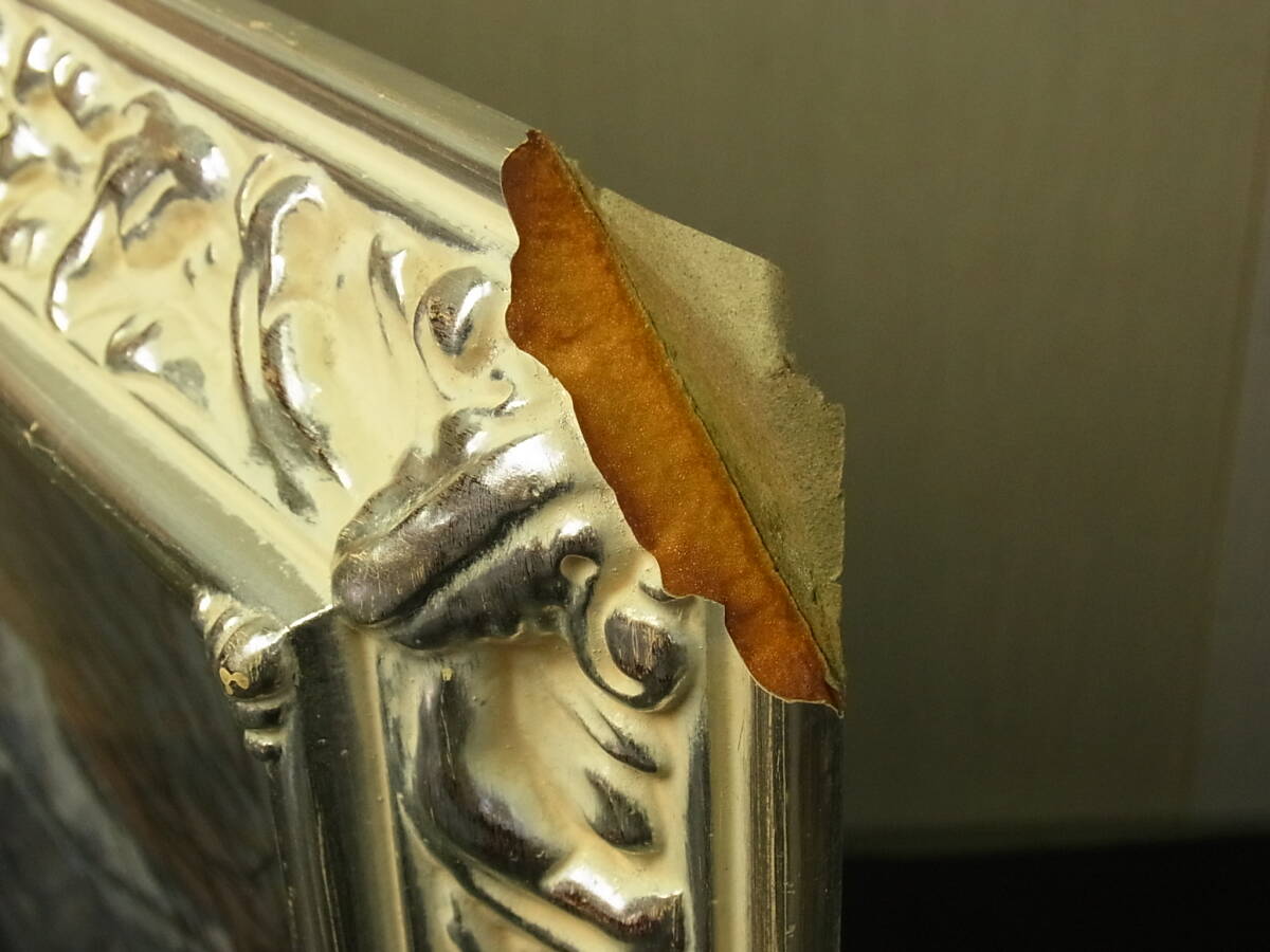 【真作】 t1839 蔵出 荒川實 風景画 油彩 額装 新潟県柏崎 額に欠け有 油絵 山麓 風景 骨董 古美術_画像10