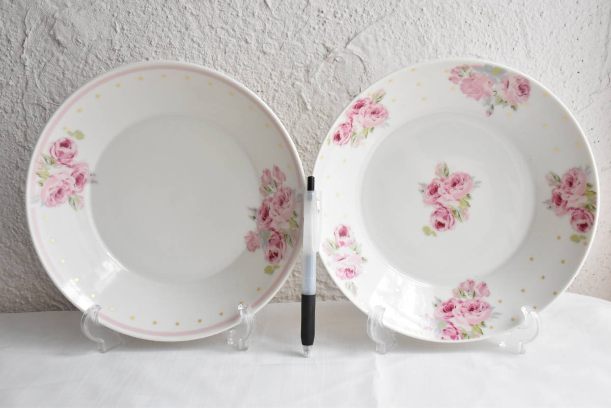 PAY1?YA14*ローラアシュレイ*パスタプレート*3枚セット*クチュールローズ*LAURA ASHLEY*薔薇*約Φ22cm*バラ* お皿*皿*ディッシュ*ピンク