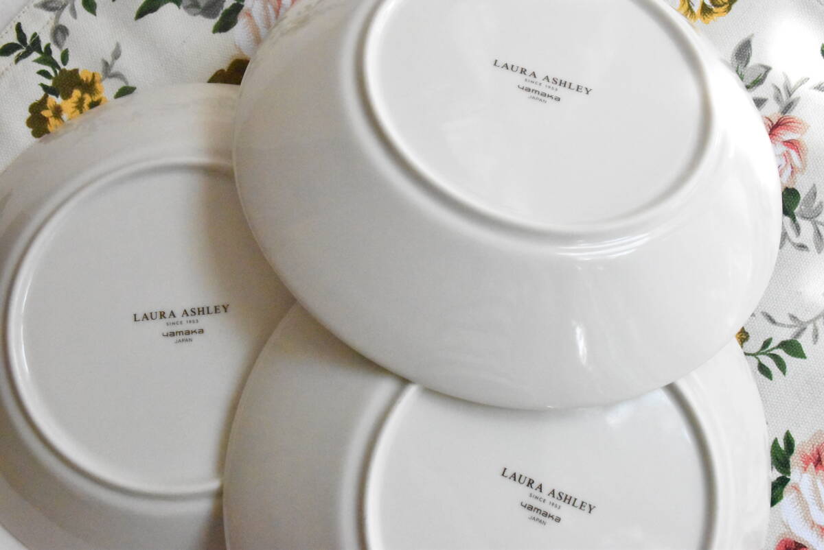 PAY1?YA14*ローラアシュレイ*パスタプレート*3枚セット*クチュールローズ*LAURA ASHLEY*薔薇*約Φ22cm*バラ* お皿*皿*ディッシュ*ピンク