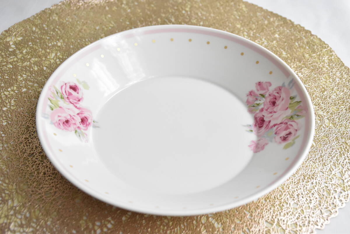PAY1?YA14*ローラアシュレイ*パスタプレート*3枚セット*クチュールローズ*LAURA ASHLEY*薔薇*約Φ22cm*バラ* お皿*皿*ディッシュ*ピンク