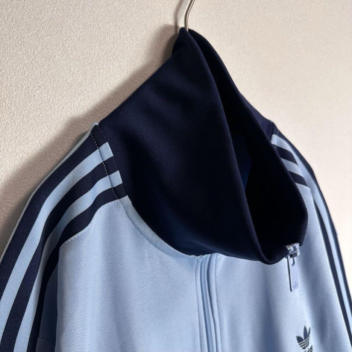【好配色】adidasジャージ　ベッケンバウアー　クラシック　y2k水色　紺　L 好配色】adidasジャージ ベッケンバウアー クラシック y2k水色