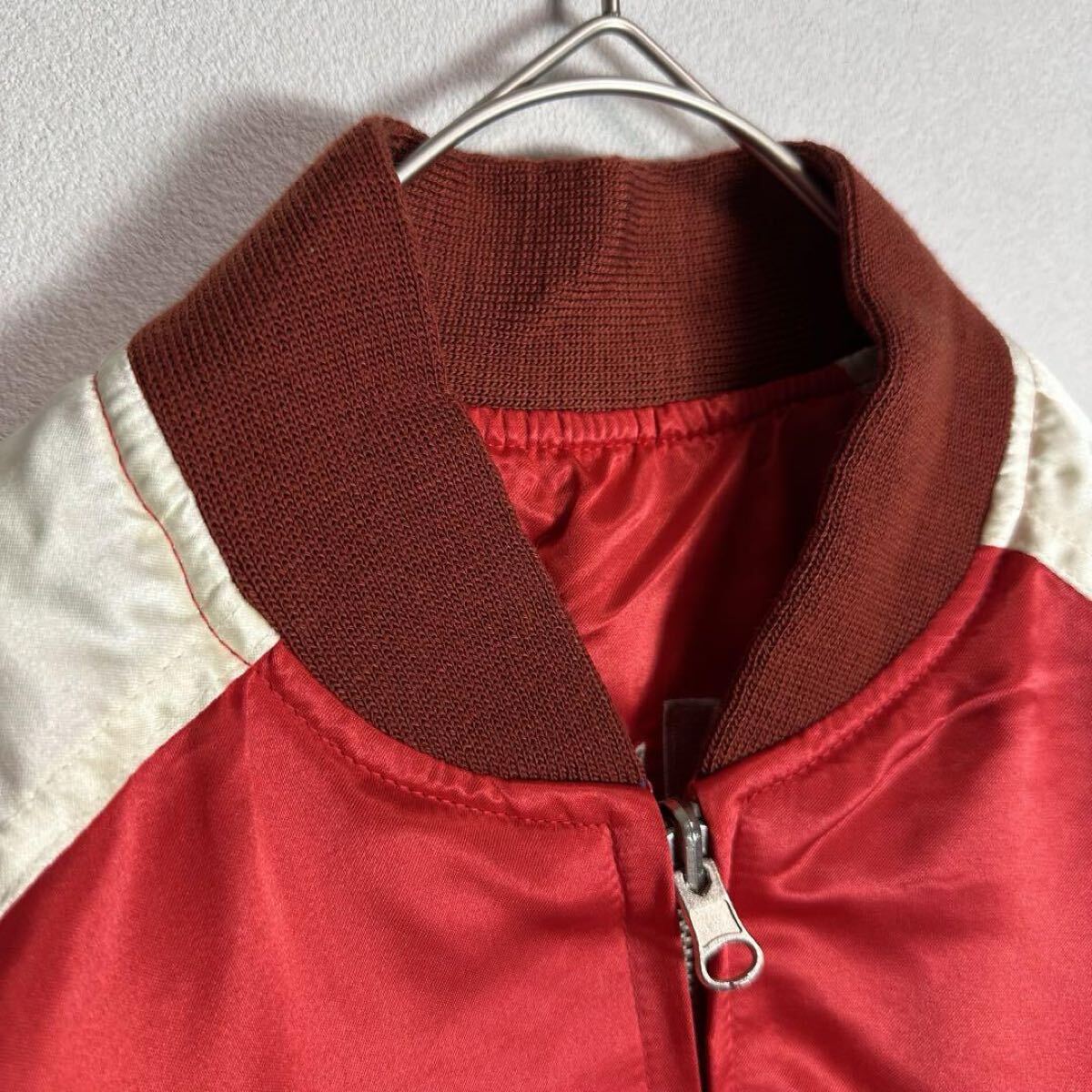 テッドマン　スカジャン　袖刺繍　リバーシブル　希少両面同じデザイン　赤　白 テッドマン スカジャン 袖刺繍 リバーシブル 希少両面同じ