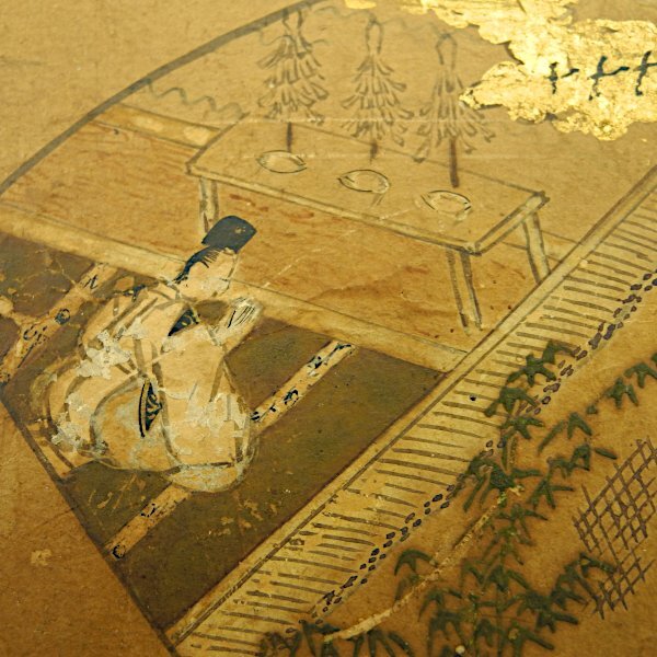 古画 大和絵 紙に彩色 15cm×12cm 16cm×12.5cm Japanese Old Painting アンティーク 骨董 額入り インテリア_画像7