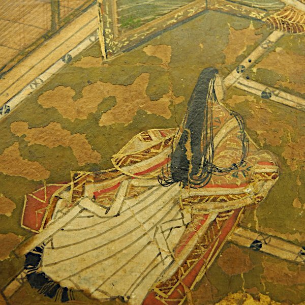 古画 大和絵 紙に彩色 15cm×12cm 16cm×12.5cm Japanese Old Painting アンティーク 骨董 額入り インテリア_画像5