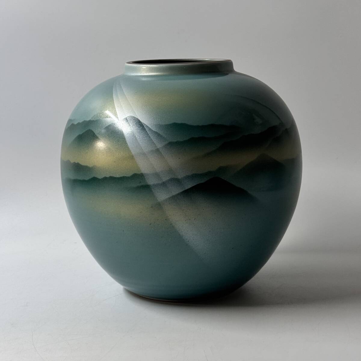 [63278Q] Kutani десять тысяч произведение золотой серебряный зеленый .. журавль полосный гора ваза ваза для цветов цветок входить цветок сырой . инструмент чайная посуда течение времени хранение товар текущее состояние товар 