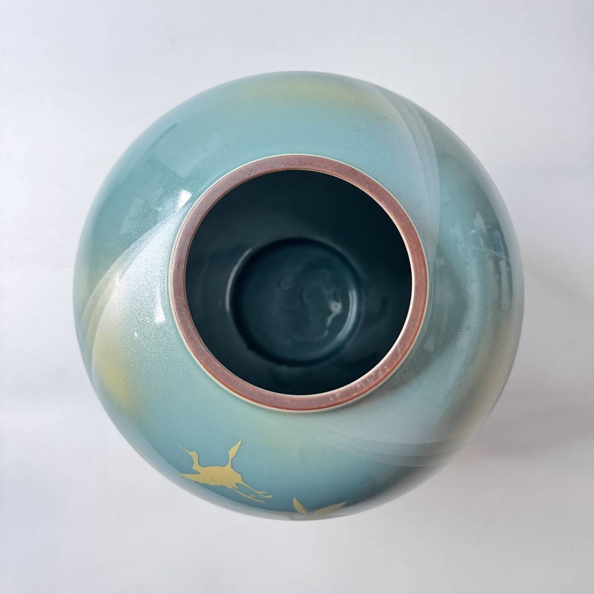 [63278Q] Kutani десять тысяч произведение золотой серебряный зеленый .. журавль полосный гора ваза ваза для цветов цветок входить цветок сырой . инструмент чайная посуда течение времени хранение товар текущее состояние товар 