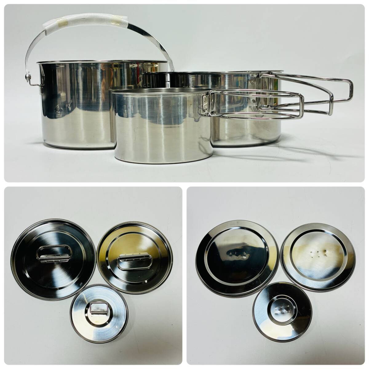 【63535C】CAPTAIN STAG キャプテンスタッグ 飯盒 キャンピングクッカーMセット アウトドア用品 現状品 経年保管品_画像4