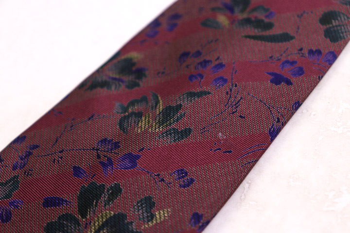 バレンシアガ ブランド ネクタイ シルク ボタニカル柄 花柄 総柄 PO メンズ ワインレッド BALENCIAGA_画像6