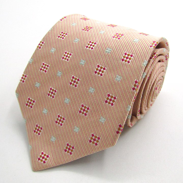 ニコル ブランド ネクタイ ストライプ柄 スクエア柄 未使用タグ付 PO メンズ ピンク NICOLE_画像1