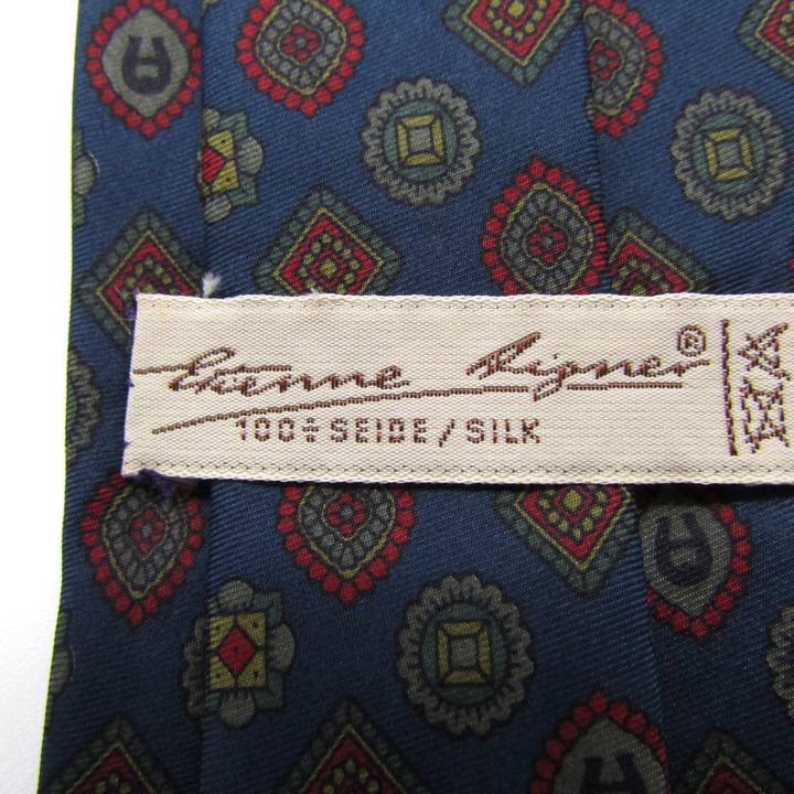 アイグナー ブランド ネクタイ ロゴ 小紋柄 花柄 シルク イタリア製 PO メンズ ネイビー AIGNER_画像4