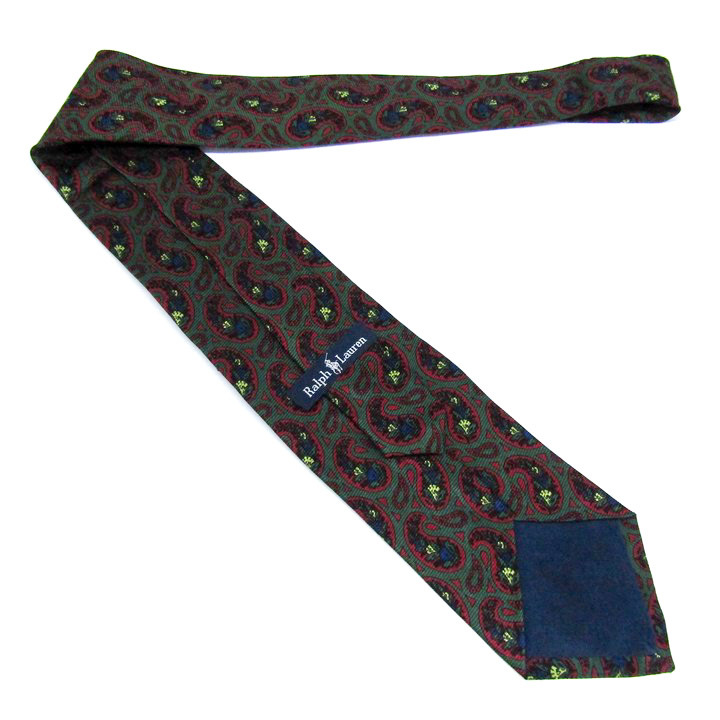 ラルフローレン ブランド ネクタイ 総柄 ペイズリー 幾何学模様 シルク PO メンズ カーキ Ralph Lauren_画像3