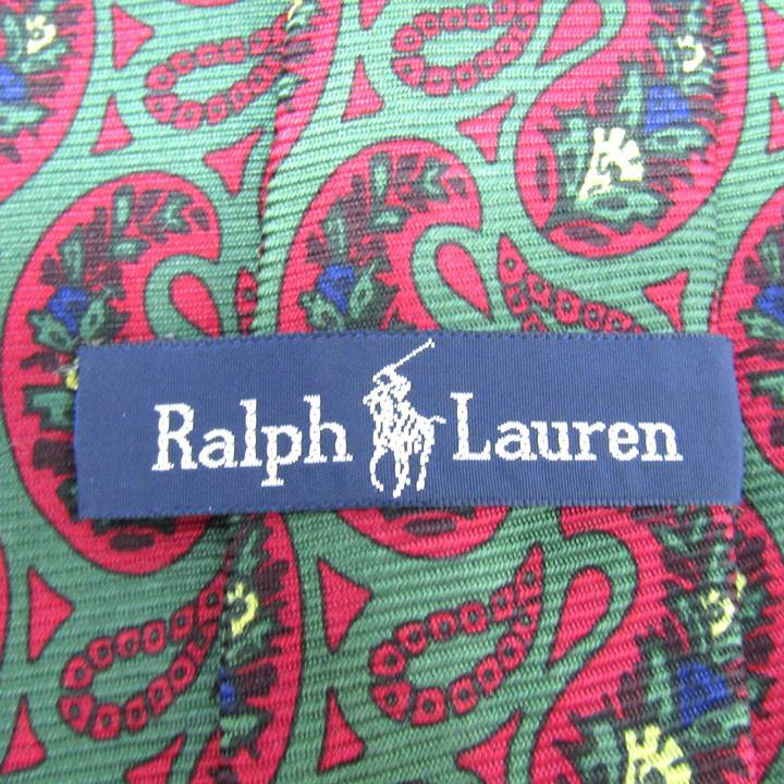 ラルフローレン ブランド ネクタイ 総柄 ペイズリー 幾何学模様 シルク PO メンズ カーキ Ralph Lauren_画像4