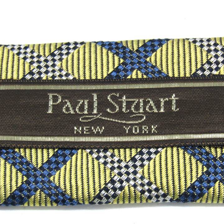  paul (pole) Stuart бренд галстук в клетку .. рисунок шелк сделано в Японии PO мужской хаки Paul Stuart