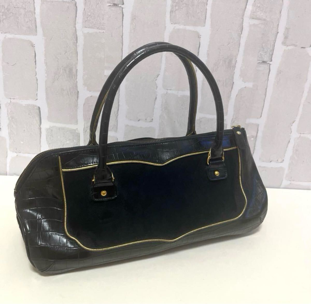 アーカイブ archive グランジ Y2Kギャル ワンショルダーバッグ 肩掛け ハンドバッグ スエード レザー クロコ型押し ゴールド金具 VIVAYOU_画像2