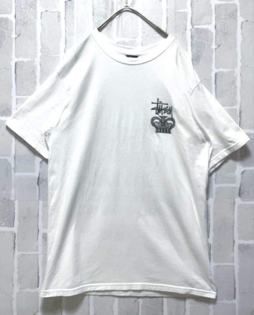 stussy ステューシー 半袖 Tシャツ デカロゴ バックロゴ ワールドツアー ONE WORLD ONE LOVE M ホワイト メキシコ製 ショーンフォント_画像4