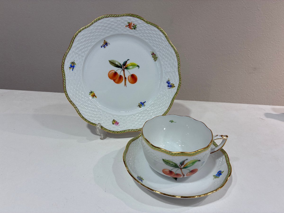 ①【美品】HEREND ヘレンド　エスキース　チェリー　カップ　プレート HEREND】ヘレンド 《フルーツエスキース/チェリー》 カップ