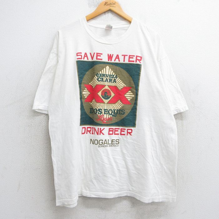 XL/古着 半袖 ビンテージ Tシャツ メンズ 00s ドスエキス ビール 大きいサイズ コットン クルーネック 白 ホワイト 25jul29 中古_画像1