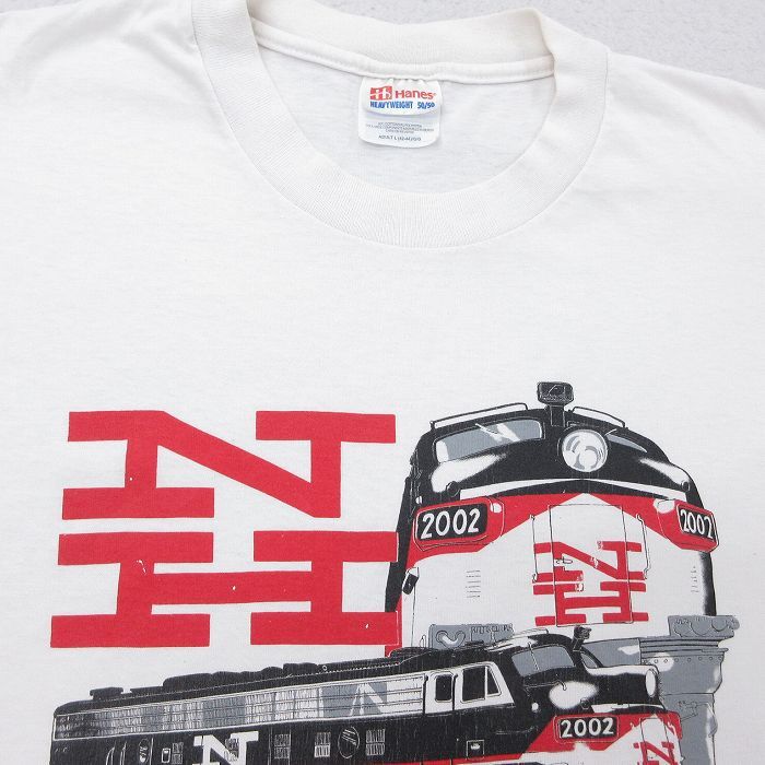 XL/古着 ヘインズ 半袖 ビンテージ Tシャツ メンズ 00s NEW HAVEN 電車 クルーネック 白 ホワイト 25jul26 中古_画像5