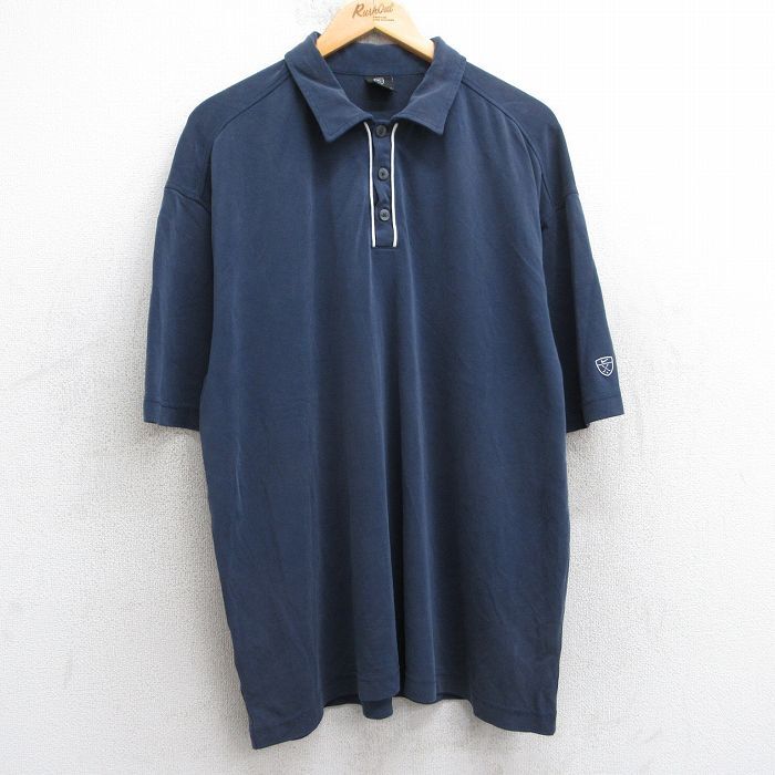 XL/古着 ナイキ NIKE 半袖 ブランド ポロ シャツ メンズ 00s ゴルフ レーヨン 紺 ネイビー 25aug05 中古 トップス_画像1