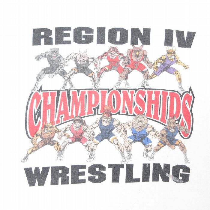 XL/古着 ヘインズ 半袖 ビンテージ Tシャツ メンズ 00s レスリング 大きいサイズ コットン クルーネック 白 ホワイト 25aug20 中古_画像2