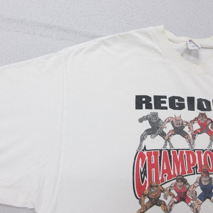 XL/古着 ヘインズ 半袖 ビンテージ Tシャツ メンズ 00s レスリング 大きいサイズ コットン クルーネック 白 ホワイト 25aug20 中古_画像5