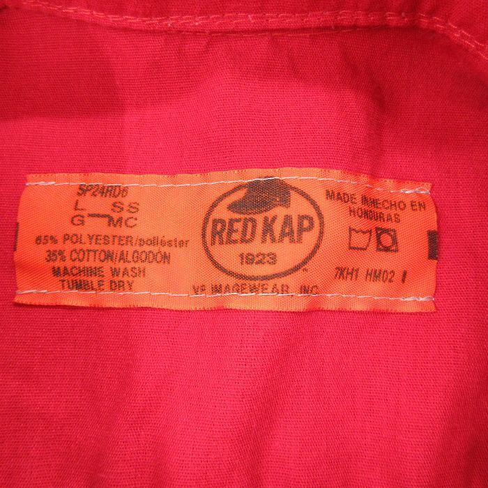 L/古着 レッドキャップ 半袖 ワーク シャツ メンズ 00s ロング丈 赤 レッド 25aug23 中古 トップス_画像2