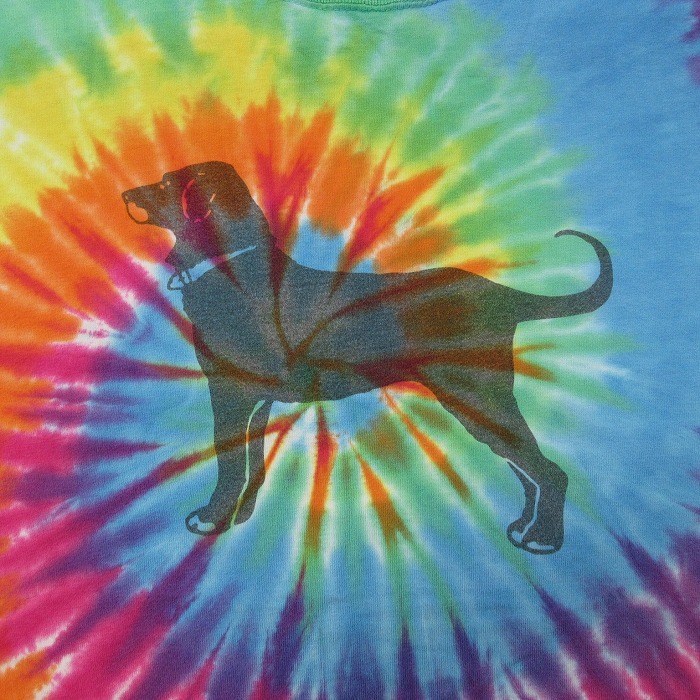 XL/古着 半袖 Tシャツ メンズ The Black Dog 大きいサイズ コットン クルーネック 水色他 タイダイ spe 25aug27 中古_画像3