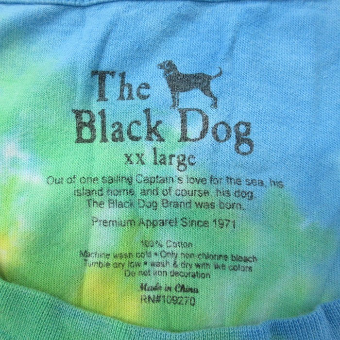 XL/古着 半袖 Tシャツ メンズ The Black Dog 大きいサイズ コットン クルーネック 水色他 タイダイ spe 25aug27 中古_画像5