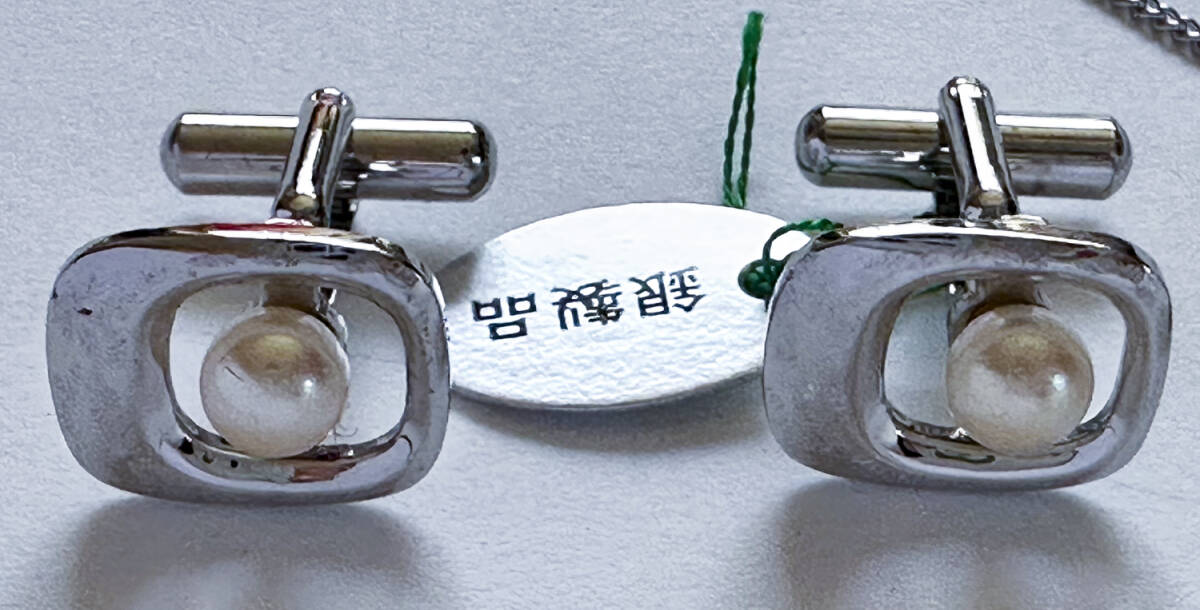 【本真珠、銀製品】ネクタイピン　カフスボタン　昭和レトロ（#KB0396）_画像3