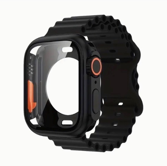 【ブラック】Apple Watch 10 46mm ケースとシリコンバンドセット