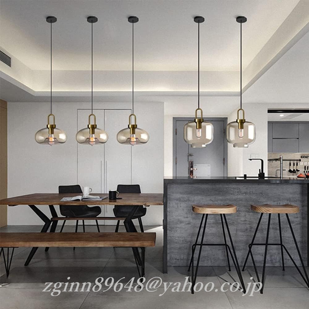 ペンダントライト ガラス 口金E27 電球非付屬 インテリア照明 北歐風(fēng) ダイニング リビング 照明器具1燈