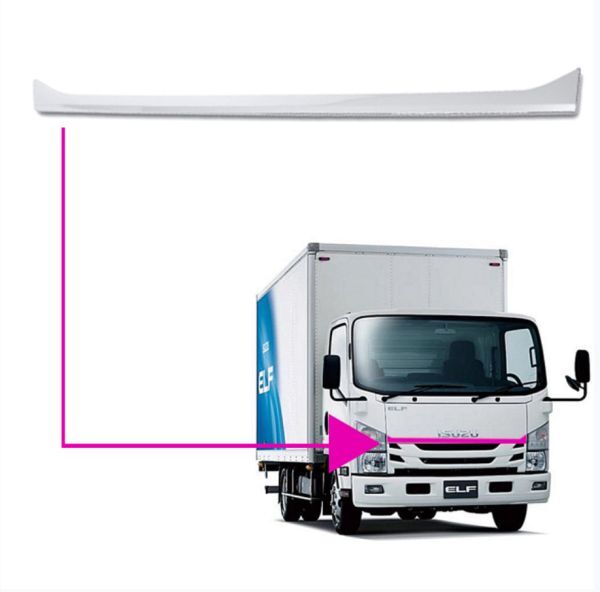 本州送料無料　いすゞ 07 エルフ ワイド キャブ メッキ フロント ライン プレート 貼り付けタイプ 新品 グリル アッパー メッキ H19.1～_画像1