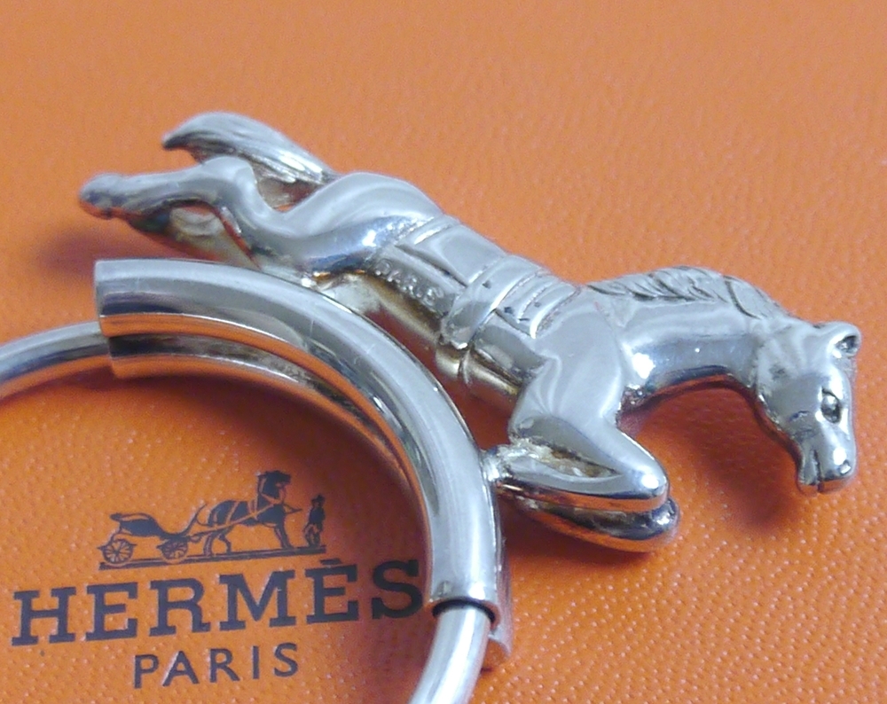первоклассный товар Hermes брелок для ключа кольцо для ключей шланг лошадь серебряный 800 Vintage