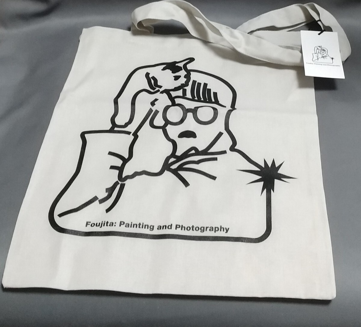 美術館グッズ　トートバッグ　猫を肩にのせる藤田嗣治〈ピクトグラム〉　ホワイト_画像3