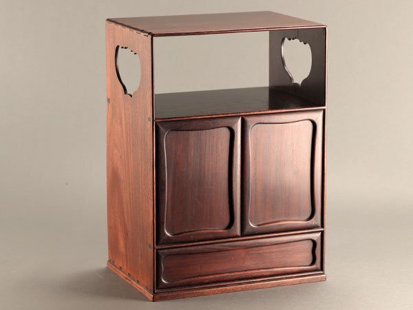 【琴》送料無料 煎茶道具 時代 唐木造煎茶器局棚 重量4385g DJ765