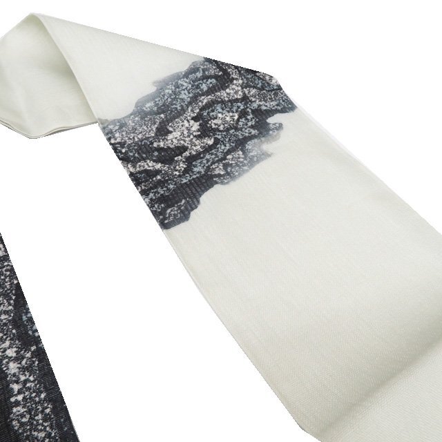 夏物 夏帯 名古屋帯 なごや帯 中古 リサイクル 正絹 カジュアル 仕立て上がり 作家物 落款 灰黄緑色 黒色 きもの北條 A1259-10_画像5