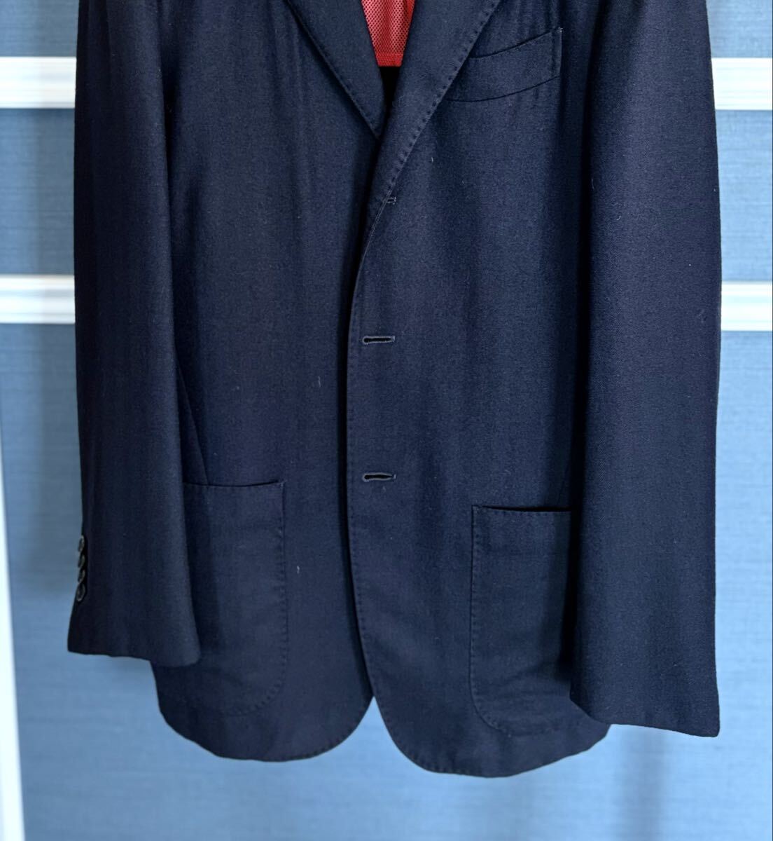 サルトリオ(Sartorio) ジャケット、3つボタン段返り、ウール、黒、サイズ42、袖口は本開き、秋冬アイテム、オーダー品、本物_画像2