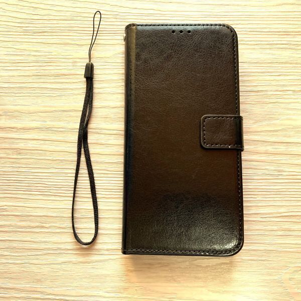 Galaxy A30　手帳型ケース　ブラック　ストラップ付　カード収納可　管理14-9_画像1