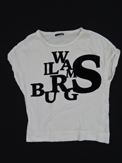 ZAMPA Tシャツ フレンチスリーブ 白 黒文字 レディース トップス 古着 USED Mサイズ_画像1