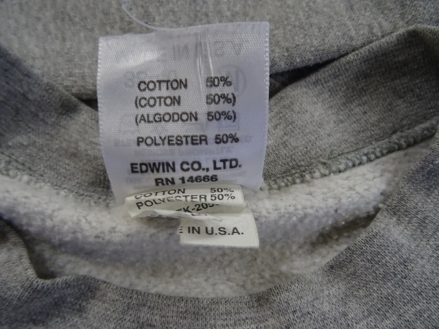 EDWIN エドウィン MADE IN U.S.A. トレーナー スウェット グレー キッズ トップス M 38-40 USED 古着_画像6